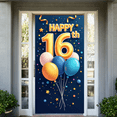 thumbnail image 6 of Blue Themed 16th Birthday Backdrop Banner with Balloon Star Heart Elements Party Decoration Birthday Party Supplies Photography Props, 6 of 6
