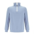 thumbnail image 4 of Beugl Mens Shirts Clearance, Mens Casual Long Sleeve Quarter Zip Pullover Shirt Pullover Men's Plunging Sleeve Pullover Golf Shirts for Men, Polo Shirts for Men Light Blue XXXXL, 4 of 6