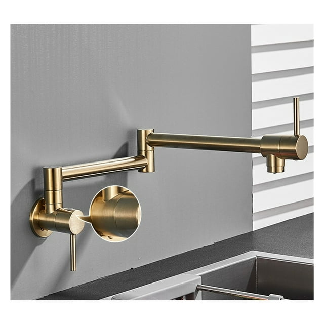 Black Rotated Kitchen Sink Cold Water Tap Faucet Solid Brass Basin Sink Swivel Faucets Wall Mounted Pot Filler Faucet ,bar Laundry RV Farmhouse