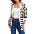 thumbnail image 3 of JUUNthy Cardigan for Women, Long Sleeve Leopard Striped Open Front Soft Casual Knit Sweater Outerwear Pink L, 3 of 14