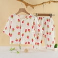 thumbnail image 2 of AUNVITO Kids Summer Cotton Gauze Printed 3/4 Sleeve Pajama Set 2-Piece Homewear Loungewear Outfit, 2 of 3
