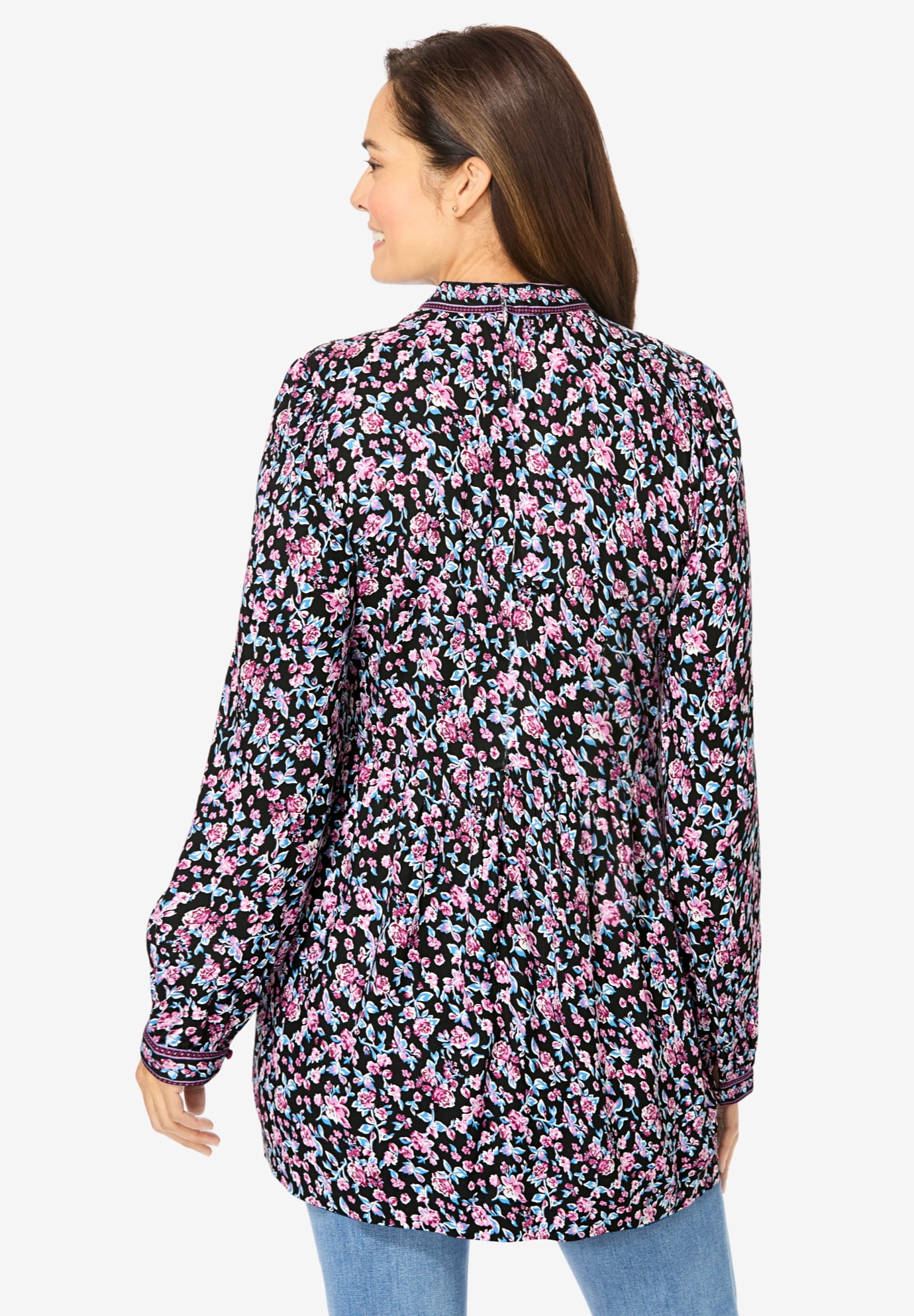 Plus Size Button-Front Mixed Print Tunic - image 2