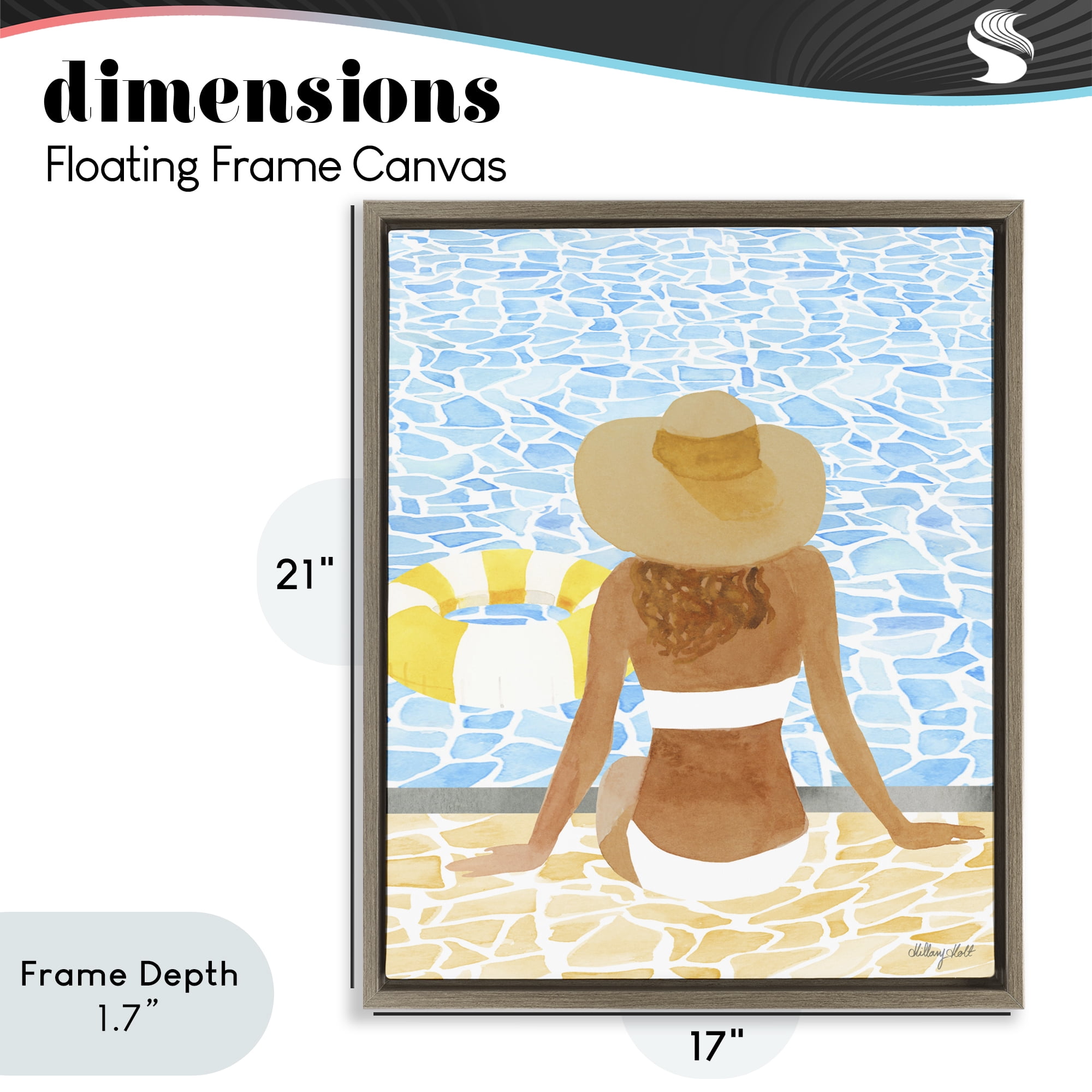 Stupell Industries Summer Poolside Chill Brown Framed Floater Canvas Wall Art, design by Hillary Holt