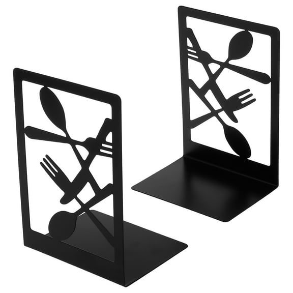 4Pcs Book Ends Creative Metal Bookends Decorative Heavy Book Ends for Shelves Multifunctional Cookbook Bookends for Home Kitchen School Office