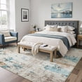 thumbnail image 4 of Toyoso 5x7 Machine Washable Area Rug, Modern Abstract Marble Soft Polyester Rug, Non-Slip Living Room Bedroom Carpet, Farmhouse Contemporary Indoor Rug, Cream Blue, 4 of 6