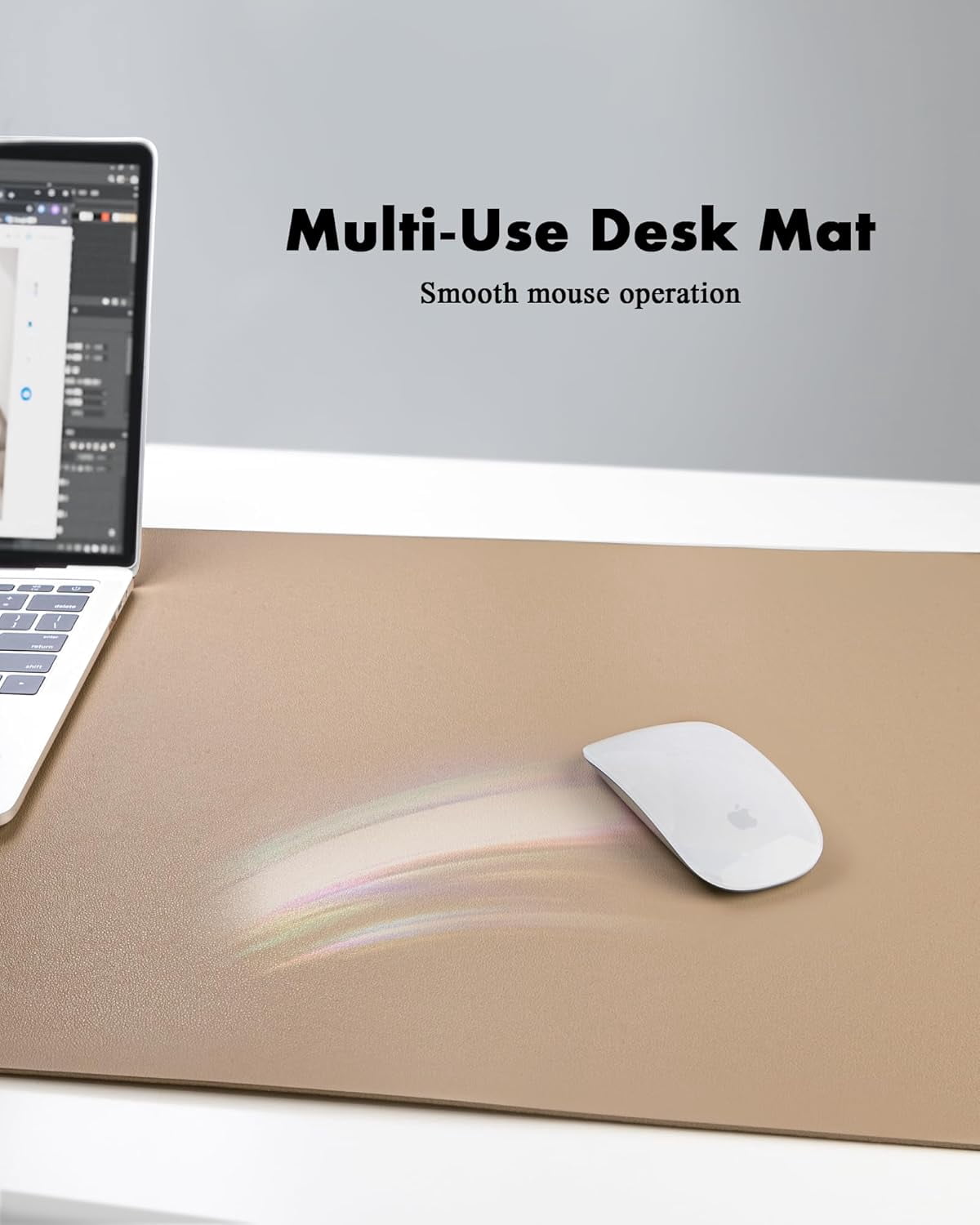 Double-Sided Desk Pad, Leather Desk Mat, Eco Cork Desk Pad Protector, Large Mouse Pad for Desk, Waterproof Desk Blotter Pad, Writing Pad for Office/Home(23.6"x13.7",Apricot)