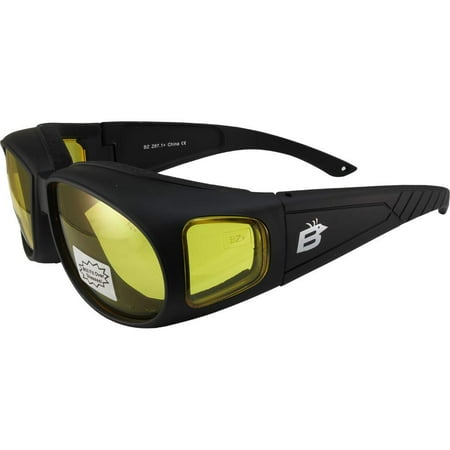 Birdz Swallow Foam Padded Fits Over Most Prescription Eyewear Glasses Yellow Lenses