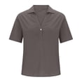 thumbnail image 6 of RMGVDSD Womens Blouses Summer Plain Solid Color Collar V Neck Henley Shirts Short Sleeve Loose Fit Casual Blouse Tops for Woman, 6 of 6