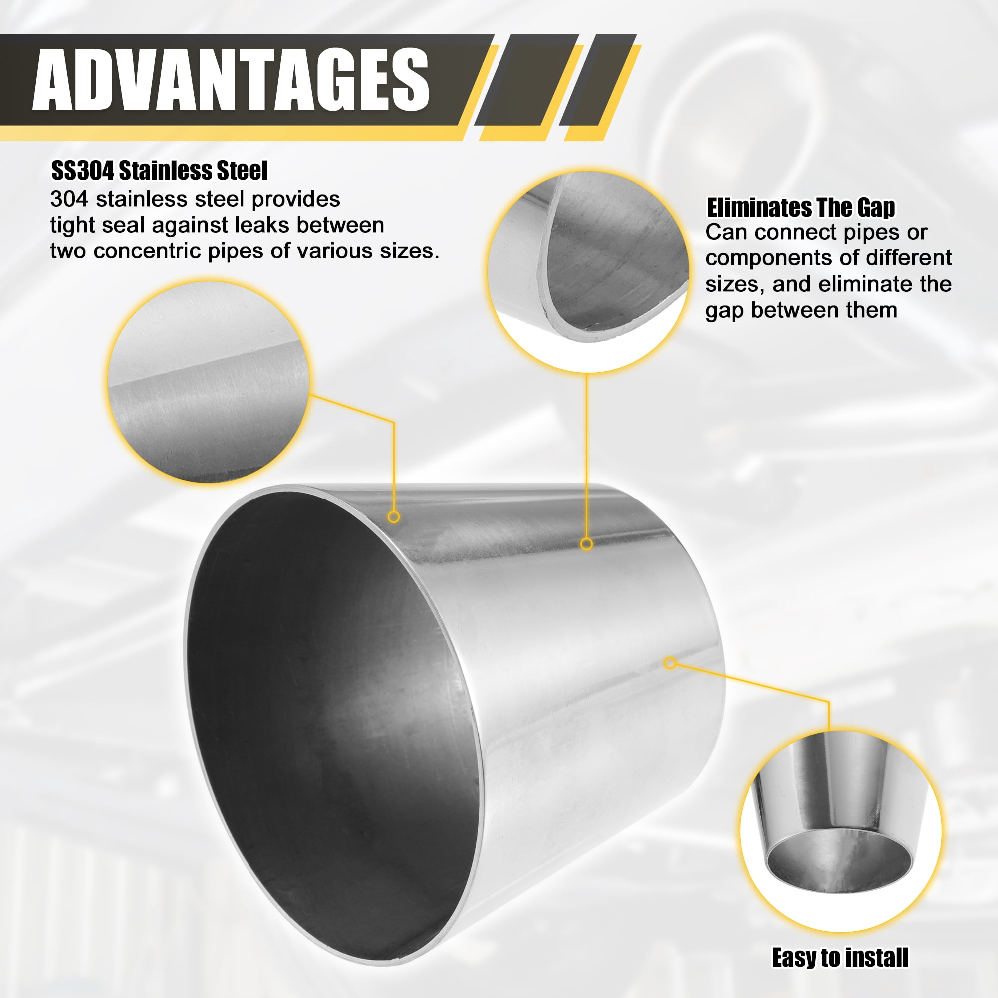 Unique Bargains Car Mandrel Exhaust Bend Elbow Pipe Concentric Reducer 1pcs 2.5"-3.5" OD