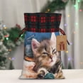 thumbnail image 5 of Rocae Playful Cat Print Christmas Drawstring Linen Gift Bag with Drawstrings Treat Bag Goody Present Bags for Christmas Party Favor, 5 of 8
