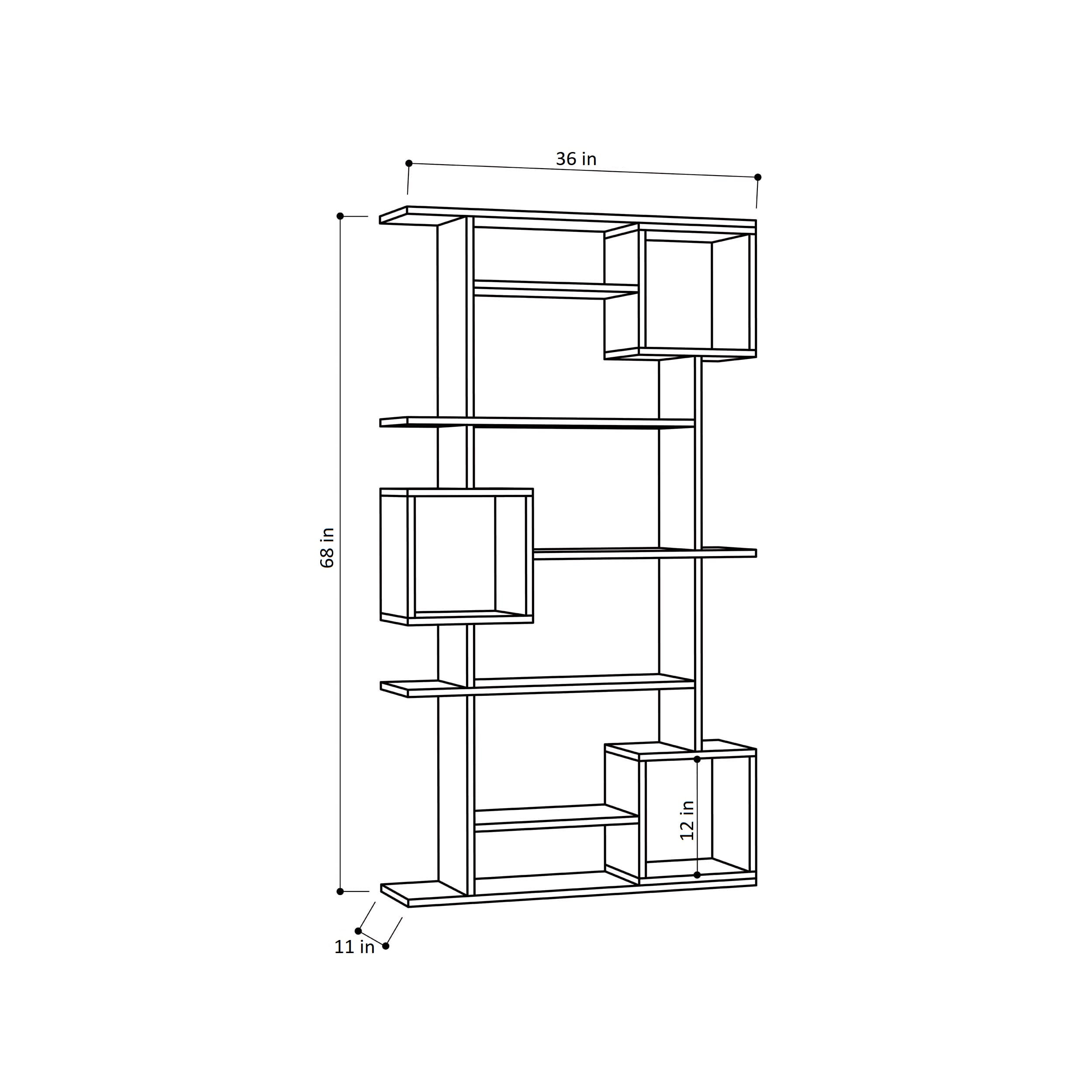 Ada Home Decor Furniture Multiple Tier Open Shelf Burgundy Barrett Modern Bookcase