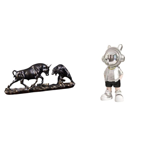 Figura Moderna De Toro Y Astronauta Feng Shui, Escultura Creativa De Animal Chino Para Escritorio, Chimenea, Estante, Regalo De Inauguración De La Casa, Decoración De Cumpleaños