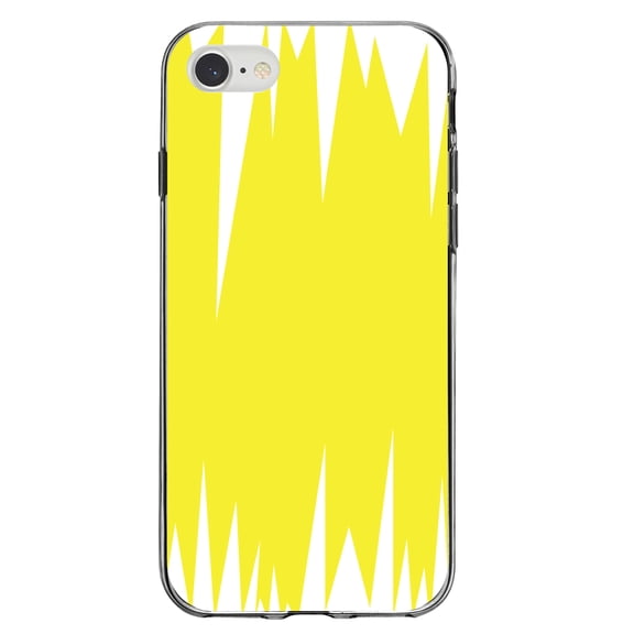 DistinctInk Clear Shockproof Hybrid Case for iPhone 7 8 SE (2020 Model) 4.7" Screen TPU Bumper Acrylic Back Tempered Glass Screen Protector - Yellow White Spikes