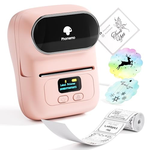 Impresora de etiquetas Phomemo - M110, impresora térmica de etiquetas, etiquetadora de códigos de barras, mini impresora de pegatinas Bluetooth para pequeñas empresas, hogar, oficina, logotipos, direc