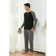 thumbnail image 5 of Mens Cotton Pajama Sets Long Sleeve Sleepwear for Men 2 Piece Mens Loungewear Sets with Pocket, Sizes S-XXL, 5 of 11