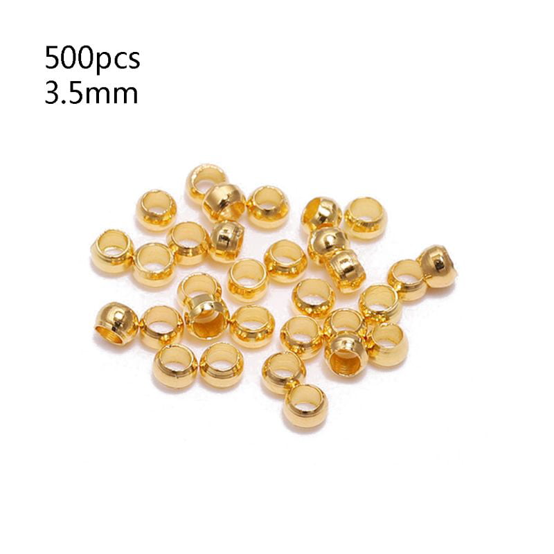 500pcs Gold Silver Copper Crimp End Stopper Spacer Beads For DIY Jewelry Making
