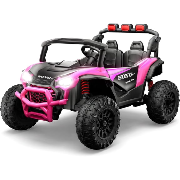 TJSTARQU 24V Electric Car for Kids, 2 Seater Ride on Truck Car,Ride On UTV, Toy w/Remote Control for Big Kids,Pink