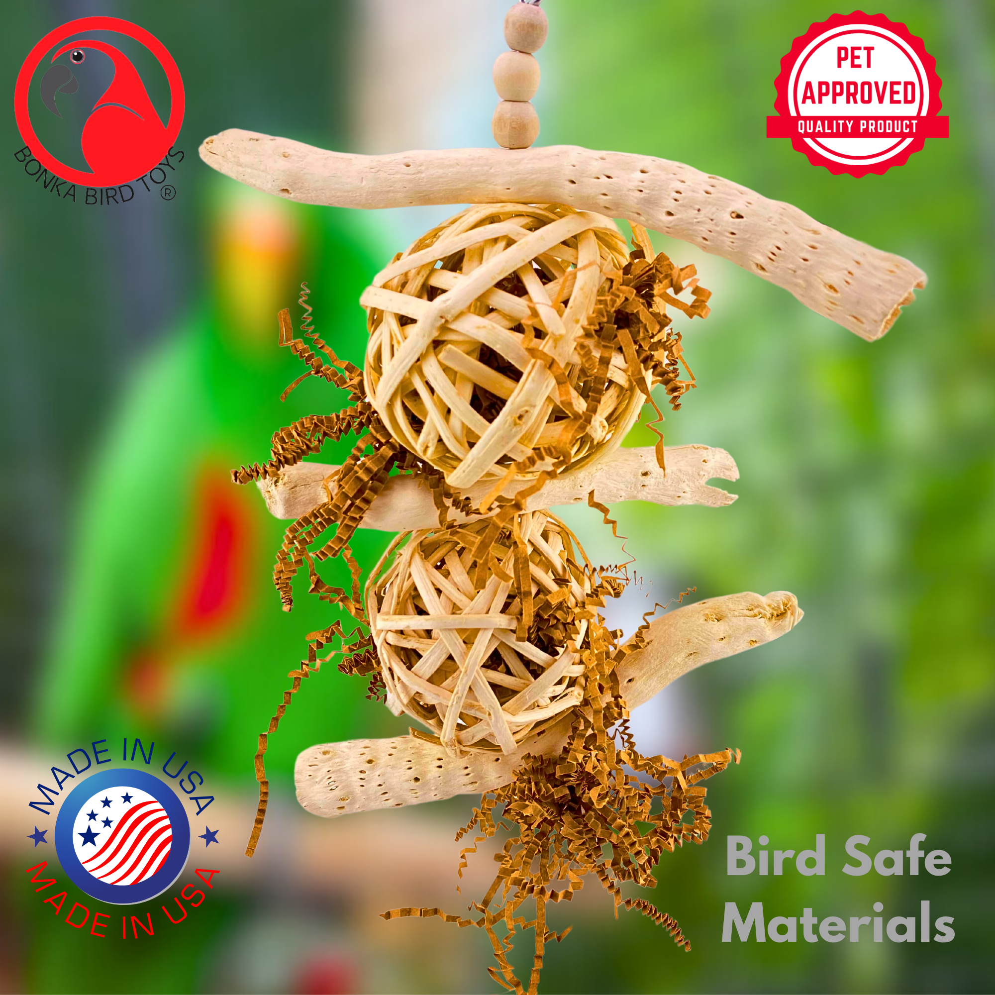 Bonka Bird Toys 1034 Driftwood Forage Tower Chew Forage Shred Parrot Cage Toy
