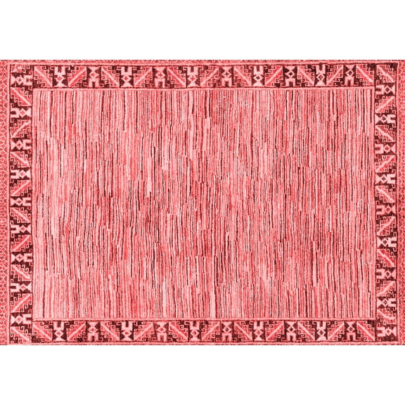 Ahgly Company Machine Washable Indoor Rectangle Abstract Red Modern Area Rugs, 5' x 7'