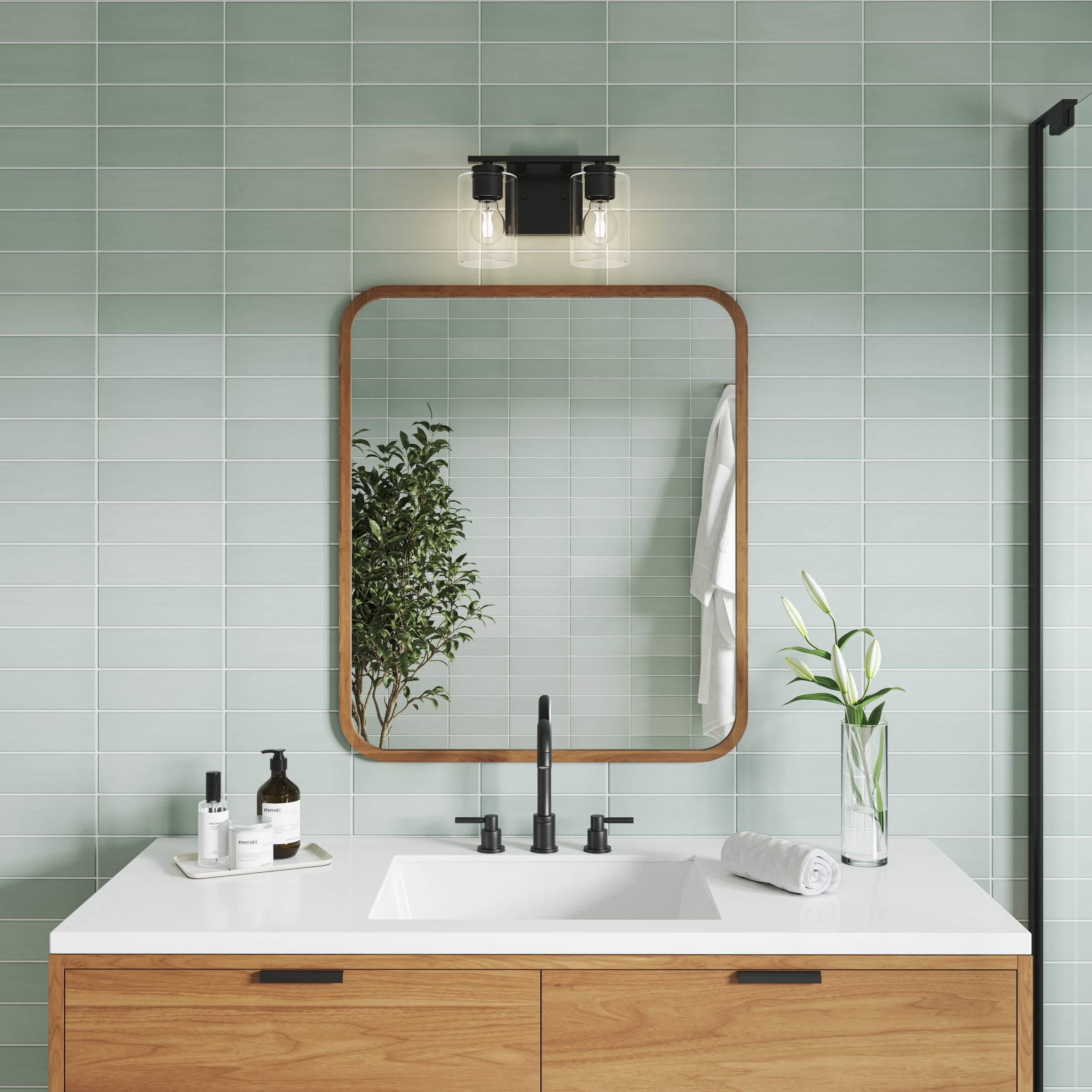 Mainstays 2-Light Vanity Light with Clear Glass Shades