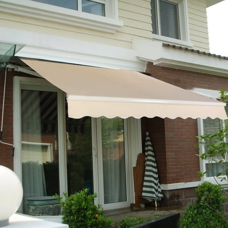 - Manual Patio 8.2'×6.5' Retractable Deck Awning Sunshade Shelter Canopy Outdoor Off White