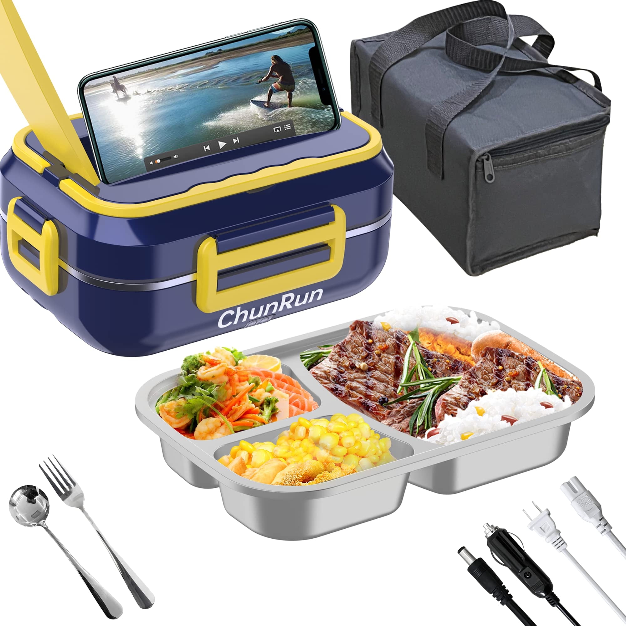 Electric Lunch Box Three-layer Stainless Steel Liner Cooking Insulation  Portable Rice Heater Sealed and Fresh