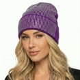 thumbnail image 2 of AWZXDE Beanie Hats For Women Rhinestone Winter Knitted Wool Cap Warm Sparkly Detailed Cold Weather Slouchy Hat Purple, 2 of 4