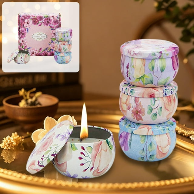 EGNMCR Kitchen Gadgets, Kitchen Accessories, Kitchen Utensils, Kitchen Tool Soy Wax Scented mini Candle Christams gift 4 pack set Soy mixed wax scented candle