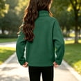 thumbnail image 6 of Falkdiz Long Sleeve Sweatshirts for Girls Warm Outdoor Pullover Winter 1/4 Zipper Casual High Neck Solid Color Girls Shirts Travel Army Green , Size: 120, 6 of 8