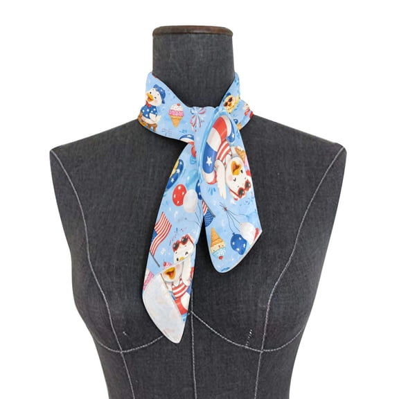 Square Scarf 24x24 Inch Patriotic Summer Ducks Design Silky Satin Sun Protection Neck Scarf for Women Multi-Purpose Head Wrap Bandana for Hair Bag Decoration