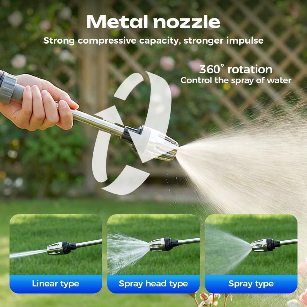2026 New Heavy Duty Garden Hose Nozzle, 15X More Powerful Than a Garden Hose, 360° Rotating Nozzle with 3 Spray Modes, for Patio, Car, Outdoor Cleaning