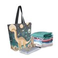 thumbnail image 2 of FORMRS Womens Canvas Tote Bag with Zipper Inner Pocket Shoulder Handbag, Dinosaur at Night, 2 of 7
