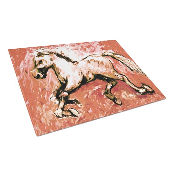 Caroline's Treasures Shadow the Horse in Red Glass Cutting Board Large Size
