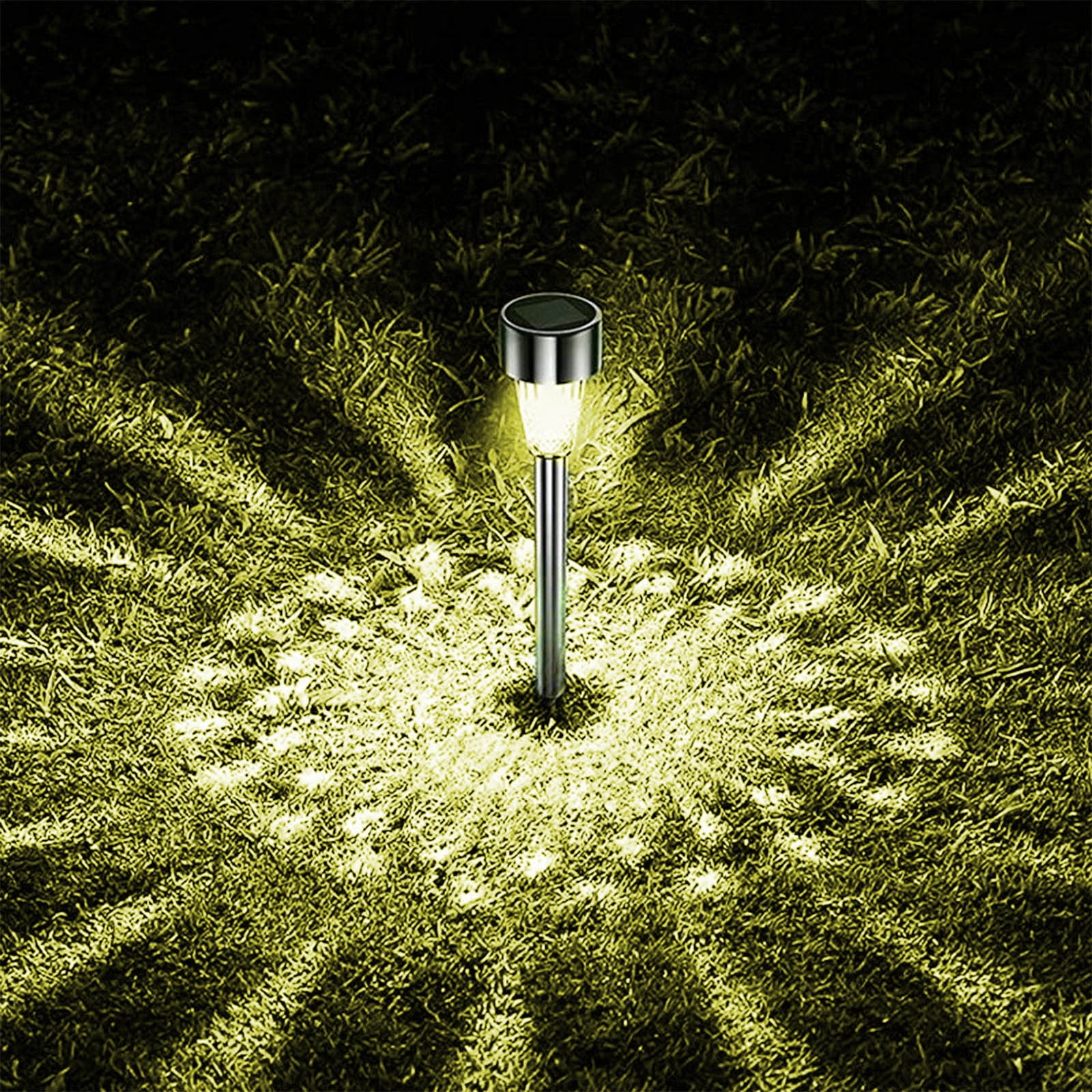 CasaChic Solar Outdoor Lights 10 Pack, Stainless Steel LED Garden Lights, IP65 Waterproof 3 Light Colors (White/Warm/Colored), 20% Conversion Rate Auto On/Off, Patio Yard Decorative Lighting