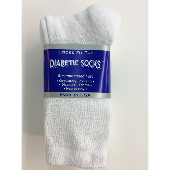 Creswell 18 Pairs Of Mens White Diabetic Crew Socks 10-13 Size
