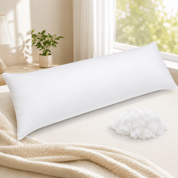 Yalamila Body Pillow Insert for Adults, Soft Fluffy and Breathable Full-Length Support for Side Sleepers, 20 x 54 in, White