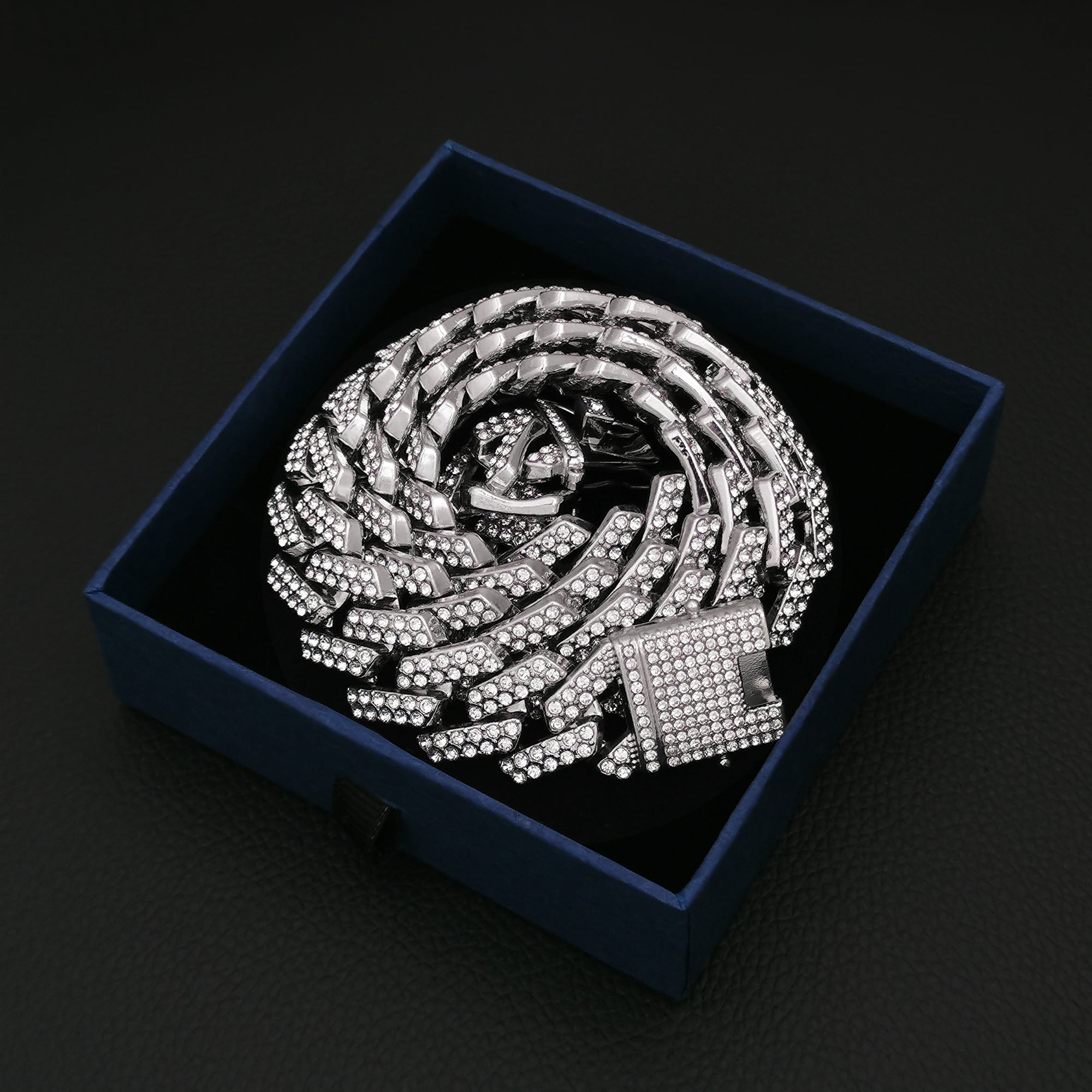 Mens Cuban Link Chain, 20MM Cuban Chain Zinc Alloy AAA+ Rhinestone Necklace for Men Hip Hop Chains