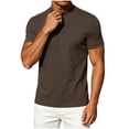 thumbnail image 3 of AKOEE Men's Summer T-Shirts Mock Crew Neck Soft Base Tee Short Sleeve Plain Tshirts Casual Tops Loose Fit (M, Brown), 3 of 7