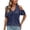 a-44Navy11, variant on Womens Solid Color V Neck Front Gathered Cold Shoulder Blouse With Ruffle Short Sleeves Summer Regular Fit Daily Casual Tee Tops For Ladies Leisure Top XXL