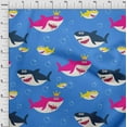 thumbnail image 4 of oneOone Georgette Viscose Medium Blue Fabric Shark Print Kids Fabric For Sewing Printed Craft Fabric By The Yard 42 Inch Wide, 4 of 6