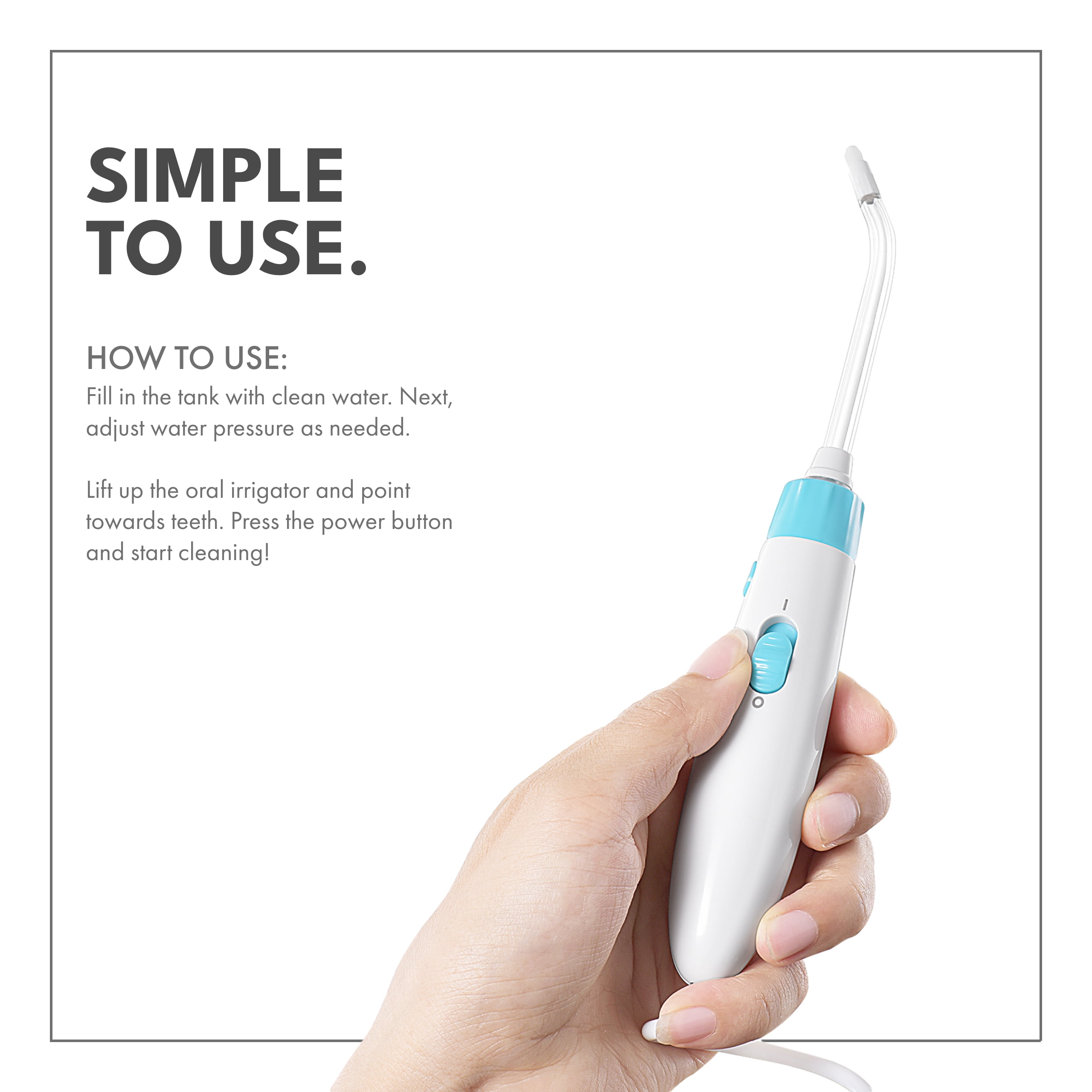 ToiletTree Products Children's Countertop Water Flosser - High-Quality Dental Oral Irrigator for Kids - BPA-Free Dental Water Flosser with 600mL Capacity and Adjustable Water Pressure - Blue