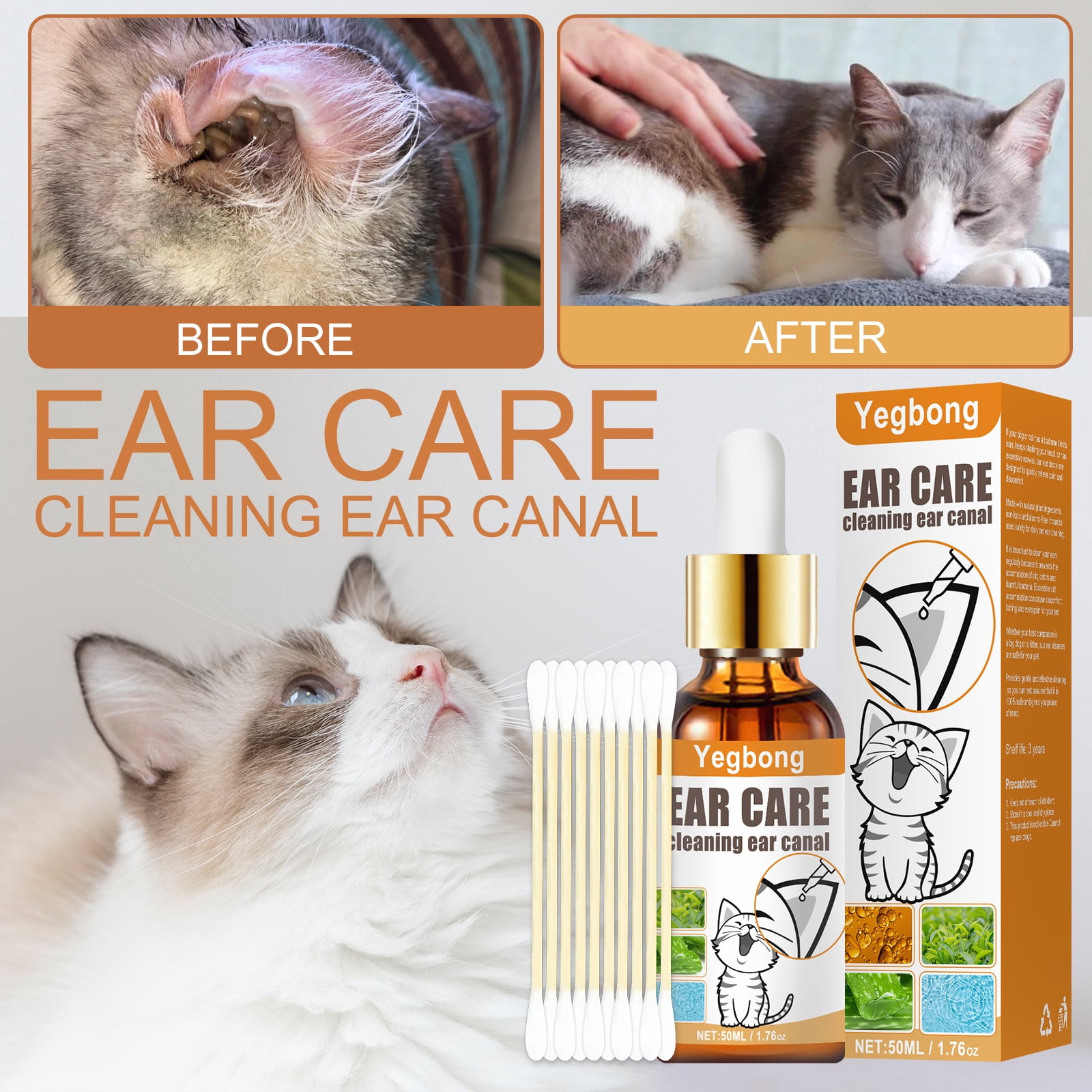 Buy Pet Eye Drops Ears Cleaning Liquid Cat Dog Auricular Mites Killer