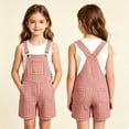 thumbnail image 6 of Kiijoy Girl Checkered Overalls Shorts Summer Casual Gingham Sleeveless Romper, Red, Sizes 6-7, 6 of 7