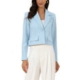 thumbnail image 1 of BLAZER CORTO INSPIRE CHIC para Mujer, Chaqueta de Oficina con Solapa, Saco de Trabajo de Manga Larga, Blazers de Negocios M Color Azul Claro, 1 of 5