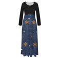 thumbnail image 4 of Robes pour Femmes 2022 Noël Col Rond Manches Longues Patchwork Imprimé Robe Longue Ligne A Robe d'Automne pour Dames, 4 of 6
