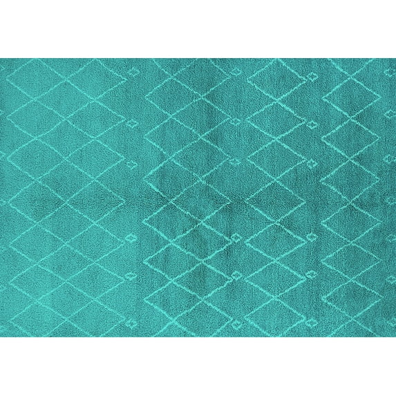 Ahgly Company Machine Washable Indoor Rectangle Oriental Turquoise Blue Industrial Area Rugs, 8' x 10'