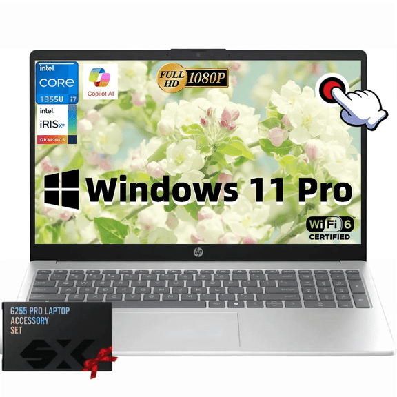 HP Business Laptop, 15.6" FHD Touchscreen, Intel i7-1355U(10-Core) Processor, Intel Iris Xe GPU, Copilot AI, Win 11 Pro, 32 GB RAM, 2 TB SSD