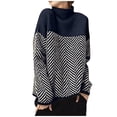 thumbnail image 2 of EGNMCR Chandail à Col Roulé pour Femmes, Chandails pour Femmes Chandail à Col Roulé Patchwork pour Femmes Chandail Tricoté Mode Décontractée Hauts Chandail pour Femmes, 2 of 6