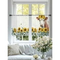 thumbnail image 4 of Cow Sunflowers Sheer Curtains 54 Inch Length 2 Panels Set Window Treatments, Farmhouse Spring Flowers Wooden Grain Rod Pocket Semi Curtains for Living Room/Bedroom/Kitchen Décor, 104"W x 54"L, 4 of 7