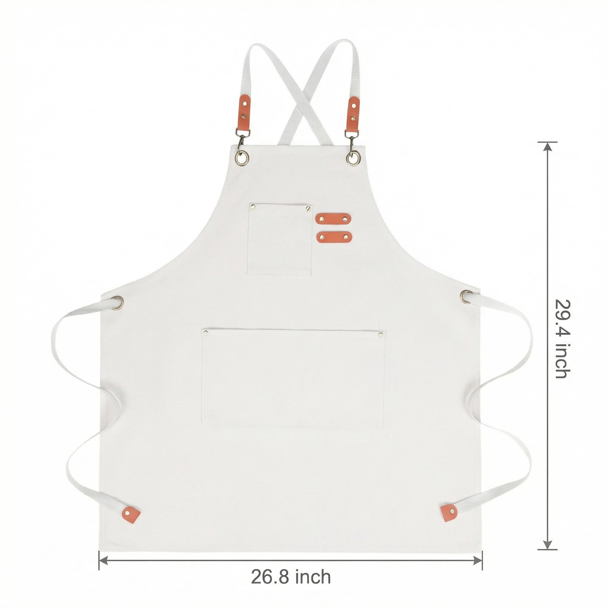 Unique Bargains Adjustable Long Waist Kitchen Apron with Pockets for People Cream